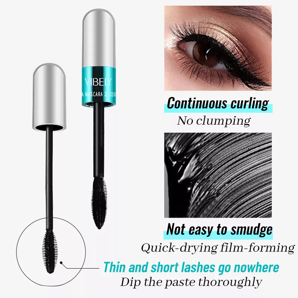 2 In 1 Vibely Mascara 5x Longer Waterproof Cosmetics For Natural Lengthening And Thickening No Clumping 4d Silk Fiber
