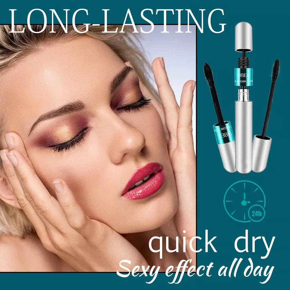2 In 1 Vibely Mascara 5x Longer Waterproof Cosmetics For Natural Lengthening And Thickening No Clumping 4d Silk Fiber