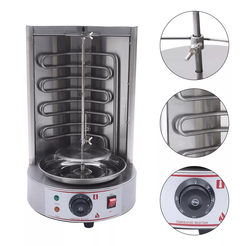 Electric Vertical Broiler Gyro Grill Shawarma Machine - Kebab Machine Stainless Steel for Rotisserie Restaurant, Home & Kitchen