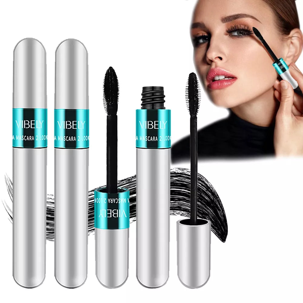 2 In 1 Vibely Mascara 5x Longer Waterproof Cosmetics For Natural Lengthening And Thickening No Clumping 4d Silk Fiber